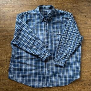 Brooks Brothers 1818 Blue/White Plaid Button-up Long Sleeve Casual Shirt 4XL